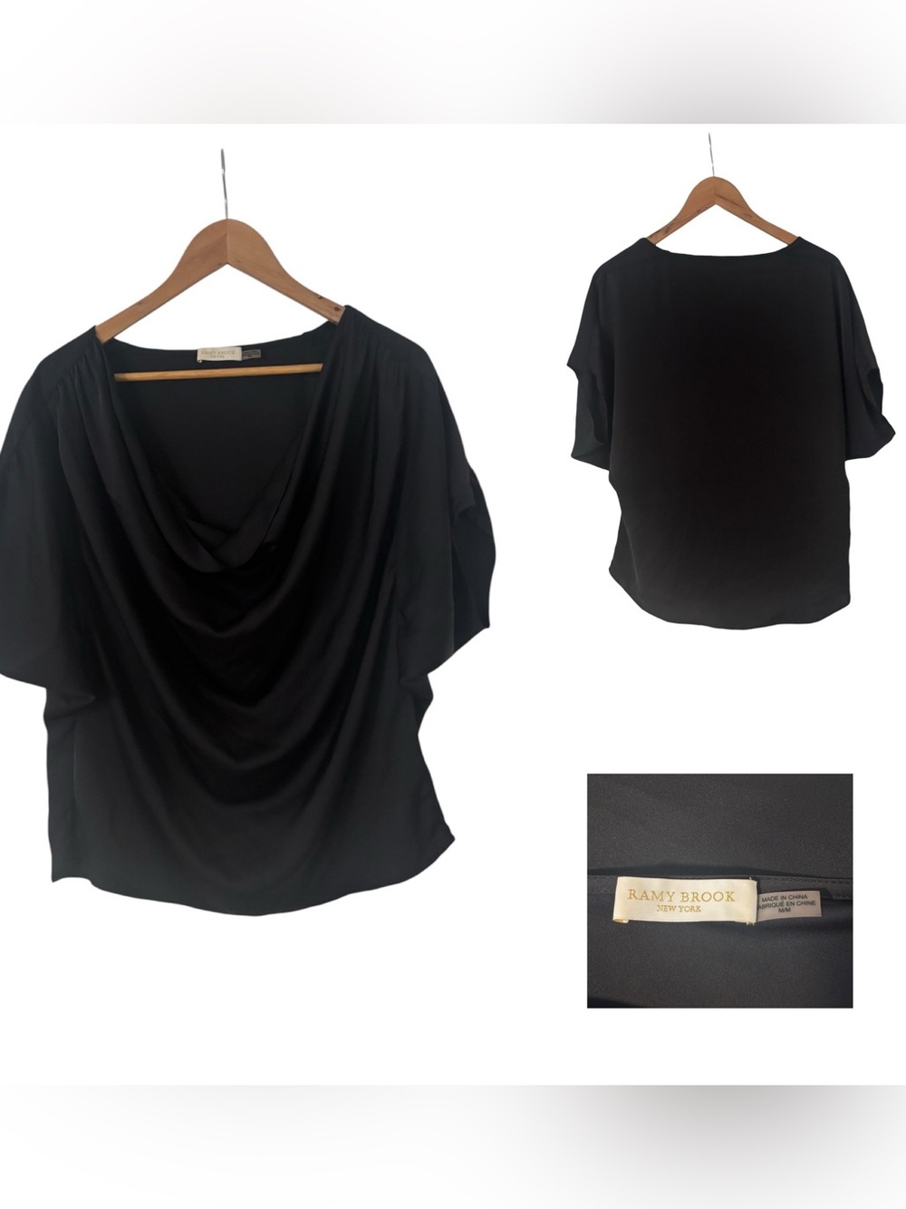 Ramy Brook Satin Cowl Neck Boxy Top - Picture 2 of 5